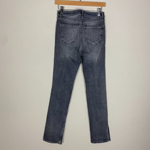 Zara Split Hem Straight Leg Jeans Gray Womens 4 Side Slit - Picture 4 of 6